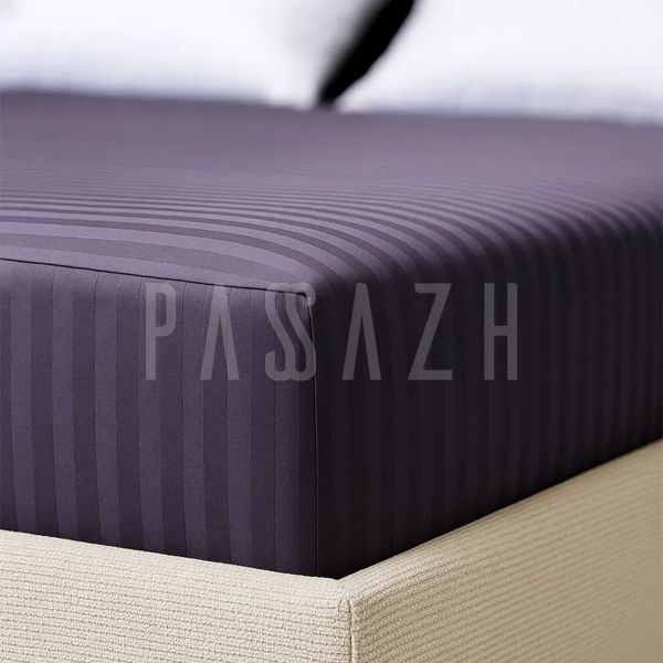 Простирадло натяжне Boston Сатин Anthracite Stripe 80x190 см (BAS819) BAS22 фото