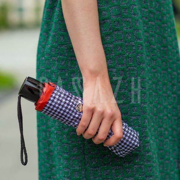 Парасолька жіноча Fulton L354-041154 Minilite-2 Houndstooth Red Border Червона смуга (L354-041154) L354-041154 фото