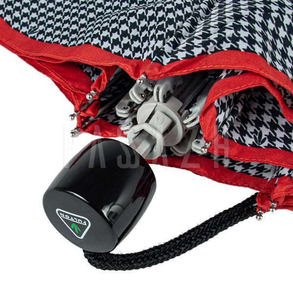 Парасолька жіноча Fulton L354-041154 Minilite-2 Houndstooth Red Border Червона смуга (L354-041154) L354-041154 фото