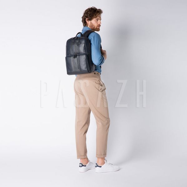 Рюкзак для ноутбука мужской кожаный 17 л Piquadro Urban/Grey-Black Серый (CA3214UB00_GRN) CA3214UB00_GRN фото