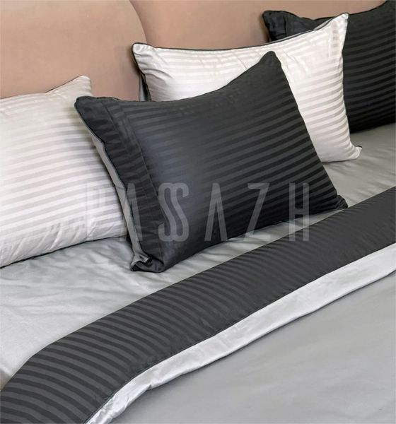 Простирадло натяжне Boston Сатин Iron Grey Stripe 80x190 см (PNSSA819) PNSSA182 фото