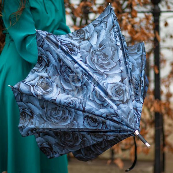 Зонт женский Fulton Diamond L850-040140 Princess - Navy Rose Синие розы (L850-040140) L850-040140 фото