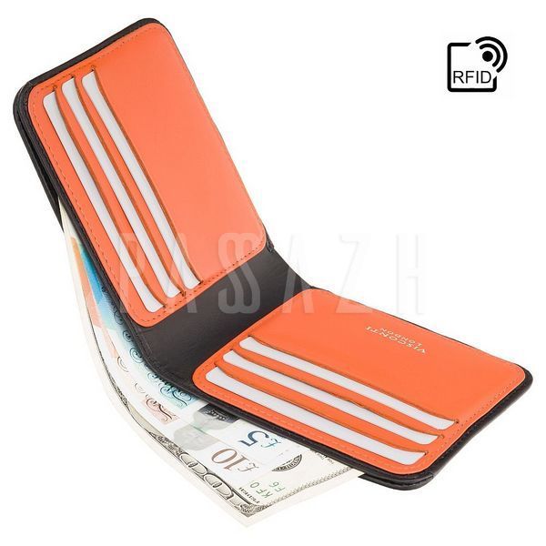 Кошелек мужской Visconti VSL35 Trim c RFID Black-Orange (VSL35 BK/OR) VSL35 BK/OR фото