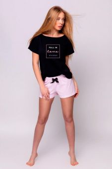 Комплект домашний женский футболка с шортами Sensis Alison черный