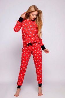 Пижама женская реглан с брюками Sensis Saetta красная
