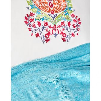 Набор постельное белье с пледом Karaca Home Diandra 2018-2 turkuaz евро