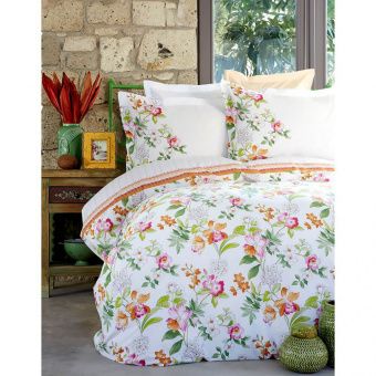 Набор постельное белье с покрывалом пике Karaca Home Paradise 2018-2 orange jacquard полуторное