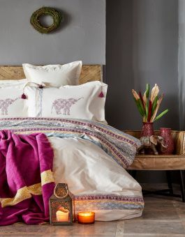 Набор постельное белье с пледом Karaca Home Espilo бордо евро